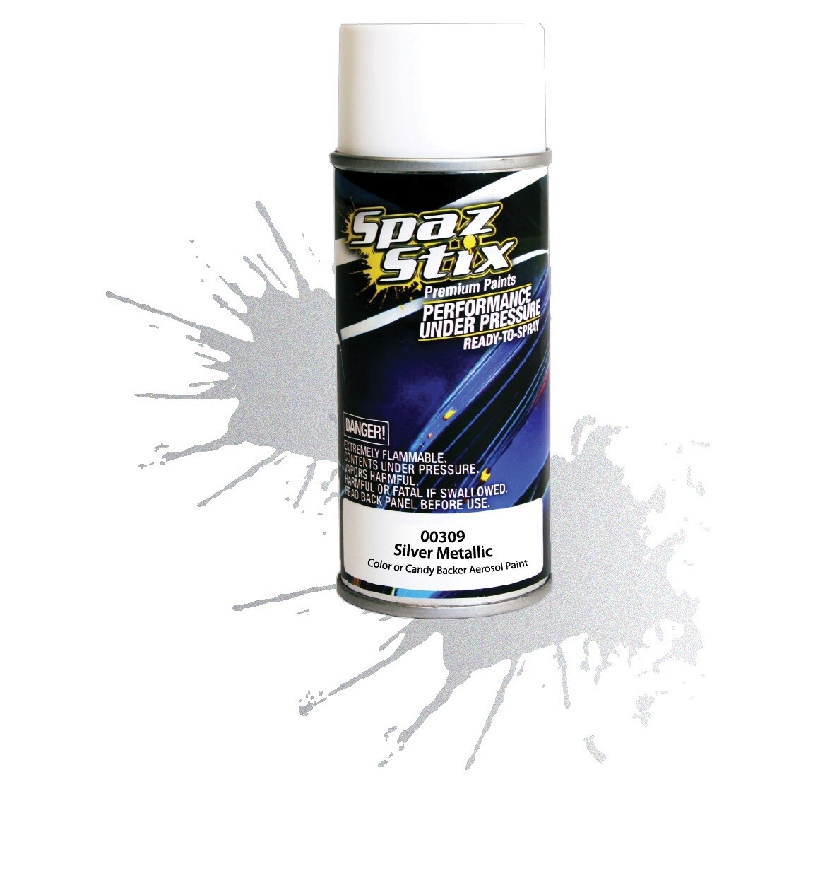 Spaz Stix Metallic Silver/&quot;Candy&quot; Backer, Aerosol Paint, 3.5oz Bottle SZX00309