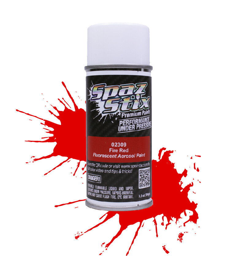 Spaz Stix Fire Red Fluorescent Aerosol Paint, 3.5oz Can SZX02309