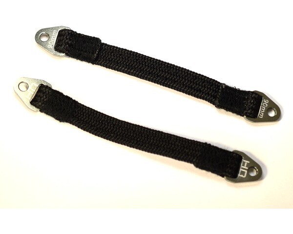 Hot Racing Suspension Travel Limit Straps, 90mm, Gun Metal, (2pcs) HRASLS90T1111