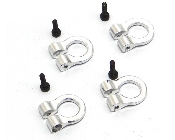 Hot Racing 1/10 Scale Aluminum Silver Tow Shackles (D-Rings)