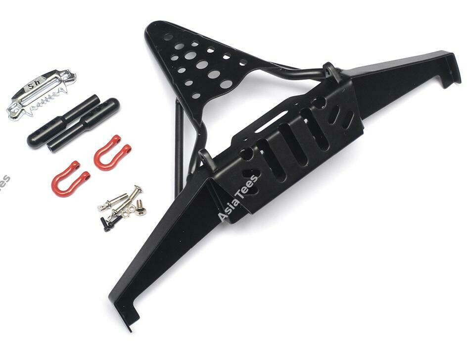 Team Raffee Co. Steel Stinger Front Bumper XL with Towing Hooks &amp; Winch Mount Shackles for Axial SCX10 II BRQ90343