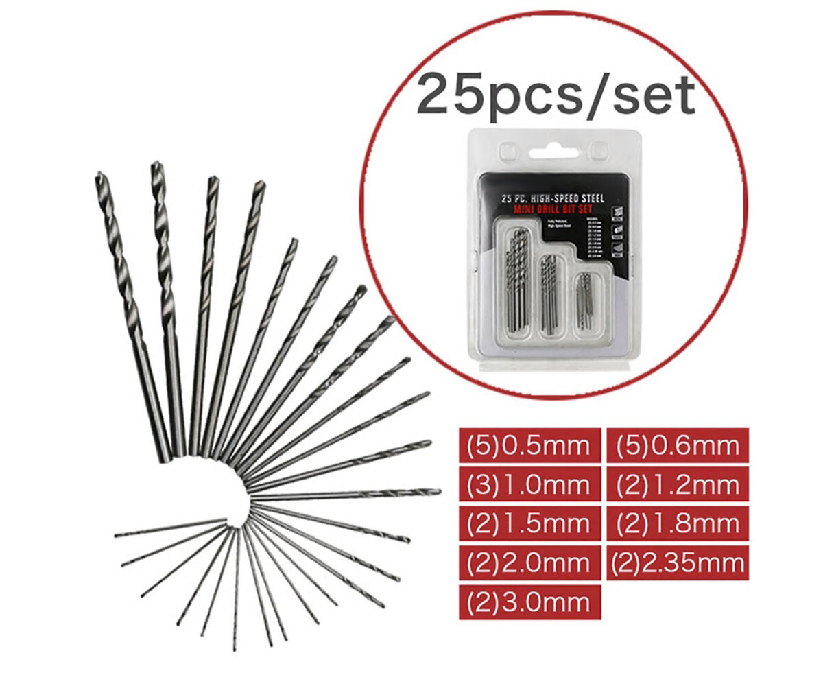 Integy Precision Metric Size Drill Bit 25pcs Set for Scale Model 0.5mm-to-3.0mm C29444