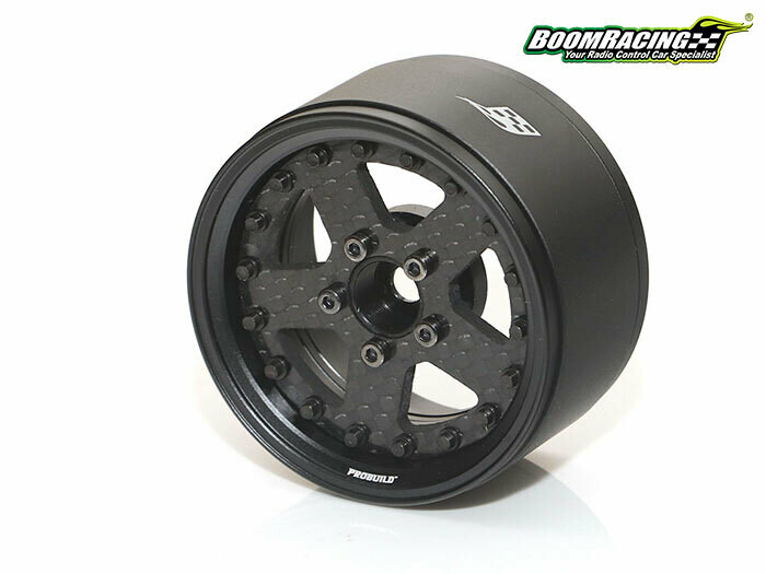 Boom Racing ProBuild™ 1.9&quot; CF5 Adjustable Offset Aluminum Beadlock Wheels (2) Matte Black/Carbon Fiber BRPB009MBKCF