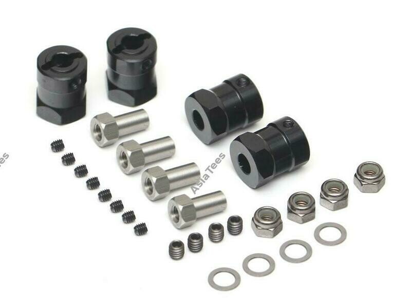 Boom Racing Aluminum 12mm Wheel Hex Widener (4) (Offset: 15mm) Black BRW780924-15MMBK