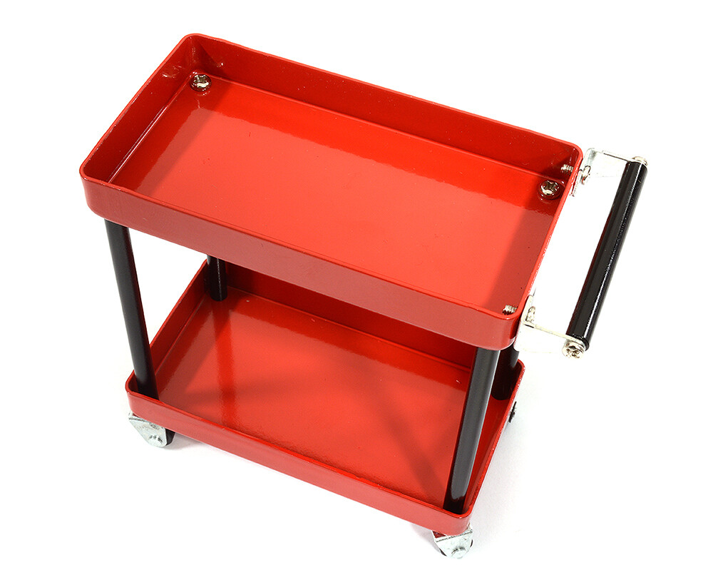 Integy Realistic Scale Model 2-Tier Rolling Metal Storage Organizer Cart for RC C29522RED