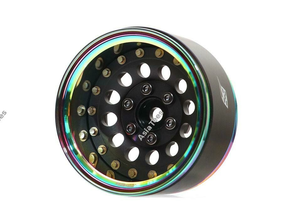 Boom Racing ProBuild™ 1.9" R12 Adjustable Offset Aluminum Beadlock Wheels (2) Neo Chrome/Matte Black BRPB017NEOMBK