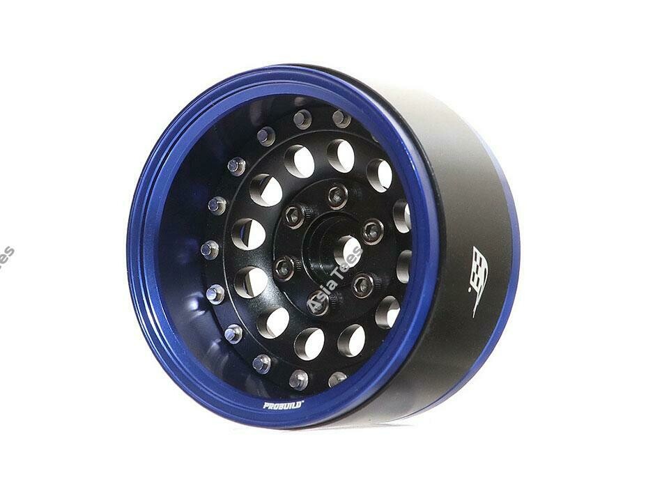 Boom Racing ProBuild™ 1.9&quot; R12 Adjustable Offset Aluminum Beadlock Wheels (2) Blue/Black BRPB012BBK