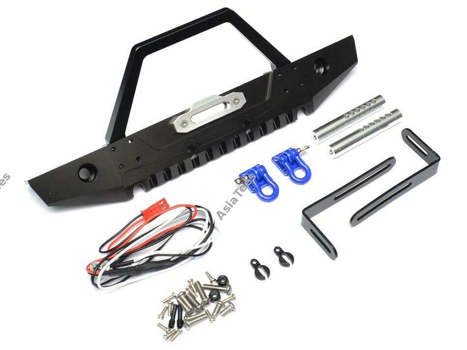 Team Raffee Co. Steel Tough Front Stubby Bumper W/ Hooks and Led Light 1 Set Black TRC/302245BK