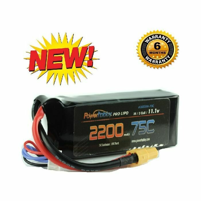 Powerhobby 3S 11.1V 2200mAh 75C Lipo Battery Pack w XT60 Plug 3-Cell  PH3S220075CXT60