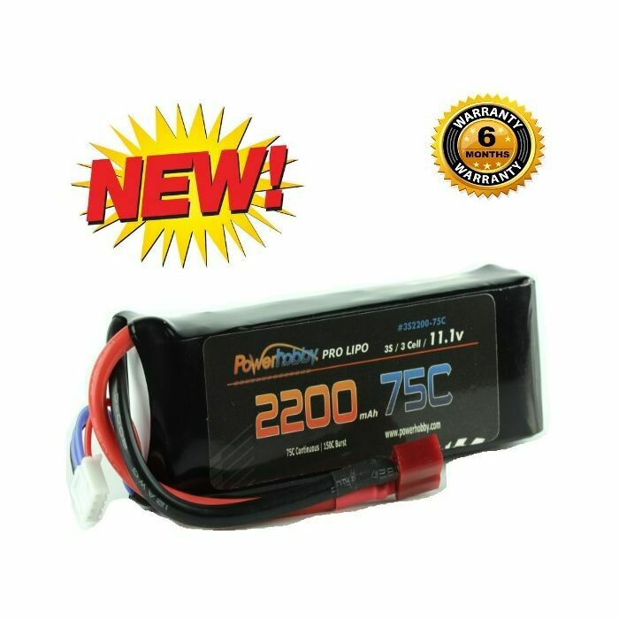 Powerhobby 3S 11.1V 2200mAh 75C Lipo Battery Pack w Deans Plug 3-Cell PH-3s-2200mah-75c-Deans