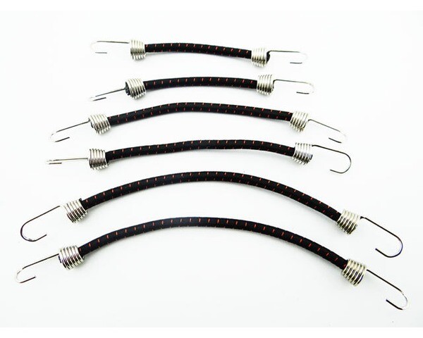 Hot Racing 1/10 Scale Bungee Cord Set, Black w/ Red, 6pcs HRAACC468C21