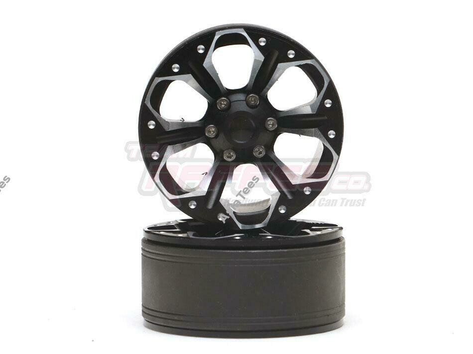 Team Raffee Co. 1.9&quot; Aluminum Beadlock Wheels 6-Petals (2) Black TRC/302752BK