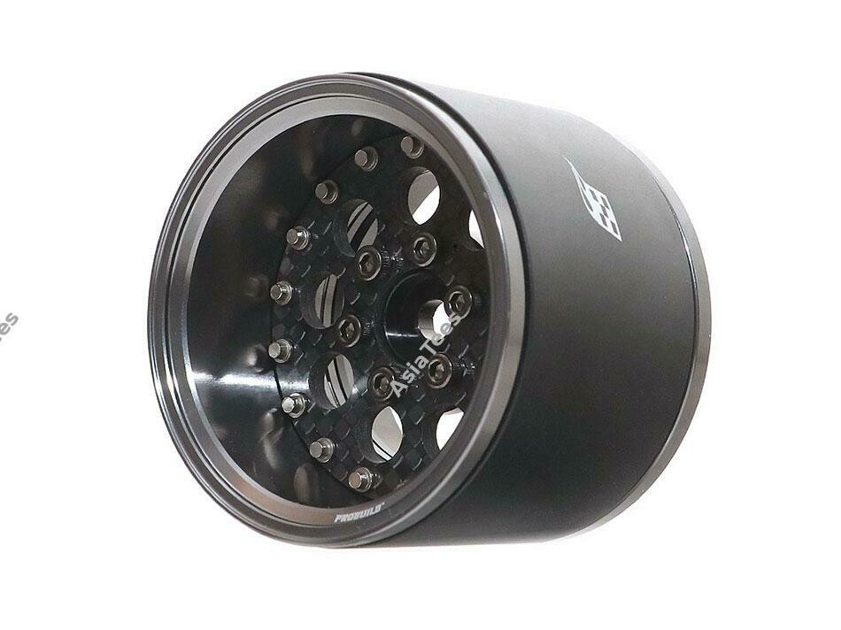 Boom Racing ProBuild™ 1.9&quot; Extra Wide CR6 Adjustable Offset Aluminum Beadlock Wheels (2) Gun Metal/Carbon Fiber BRPB010GMCF-EW