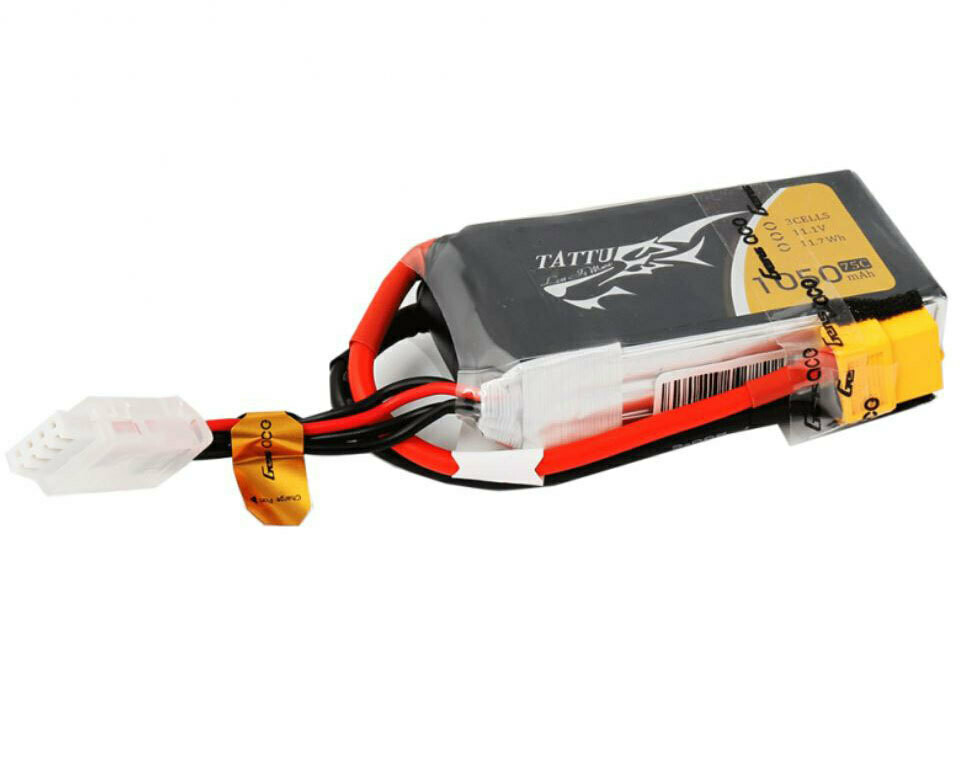 Tattu 1050mAh 11.1V 75C 3S1P Lipo Battery Pack with XT60 Plug TAA10503S75X6