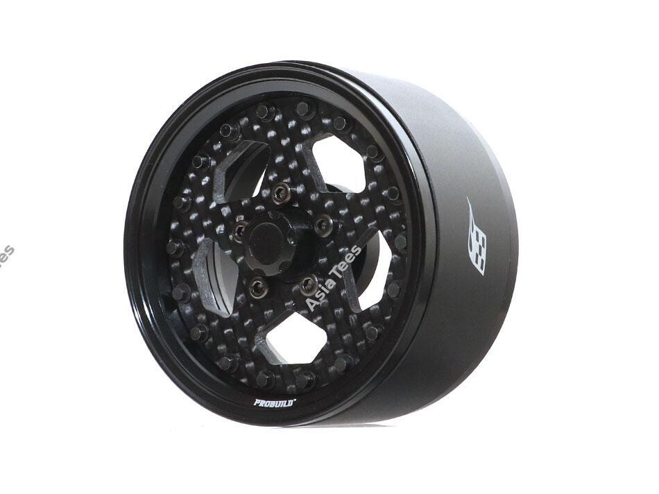 Boom Racing ProBuild™ 1.9&quot; CFS5 Adjustable Offset Aluminum Beadlock Wheels (2) Black/Carbon Fiber BRPB028BKCF