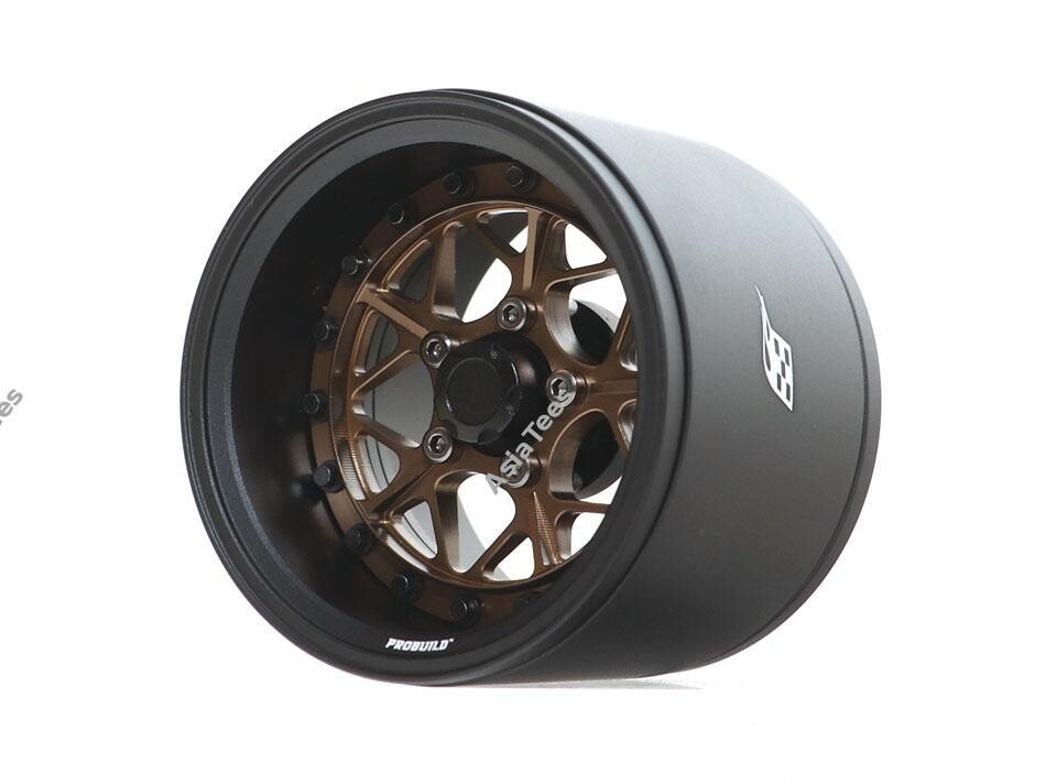 Boom Racing ProBuild™ 1.9&quot; Extra Wide LGB Adjustable Offset Aluminum Beadlock Wheels (2) Matte Black/Bronze BRPB022MBKBZ-EW