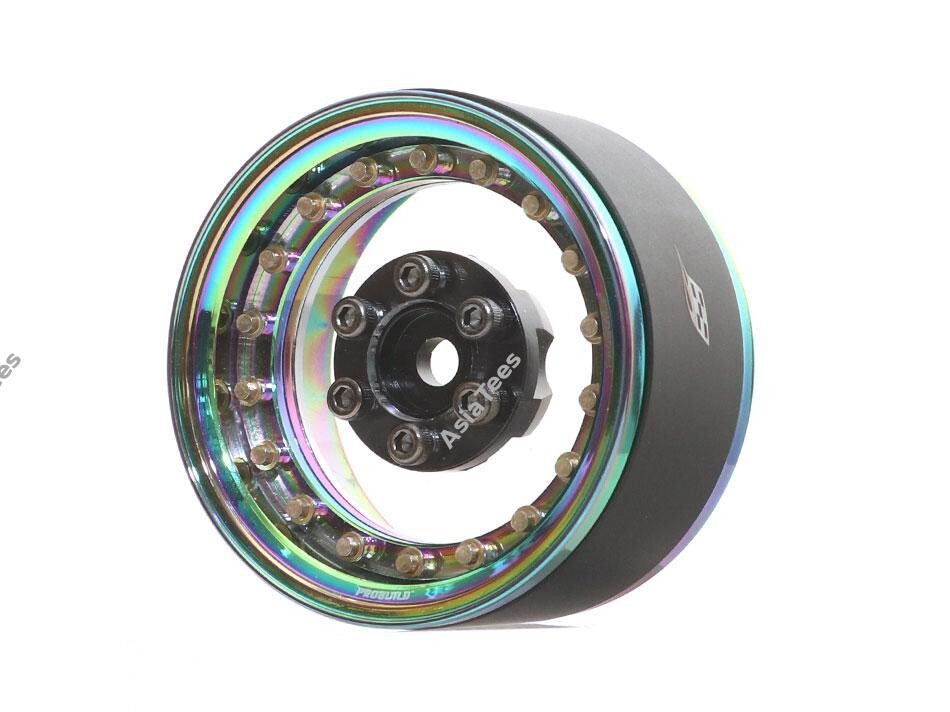 Boom Racing ProBuild™ 1.9&quot; CAL 6-Lug Adjustable Offset Beadlock Wheels (2) Neo Chrome/Clear BRPB037NEOA