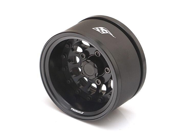 Boom Racing ProBuild™ 1.55&quot; R12 Adjustable Offset Aluminum Beadlock Wheels (2) Black/Black BRPB15502BKBK