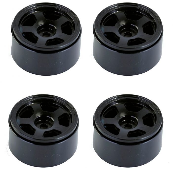 Powerhobby 1.0&quot; Beadlock Aluminum 1/24 scale Crawler Wheel Rim (Black) PHSCX2451-Black