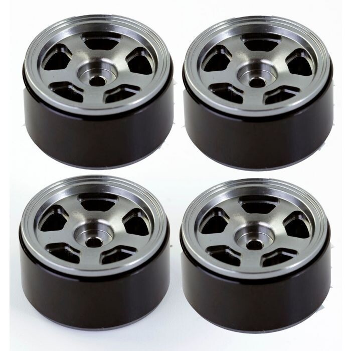 Powerhobby 1.0" Aluminum Beadlock Wheels Rims (Gunmetal) PHSCX2451-Grey