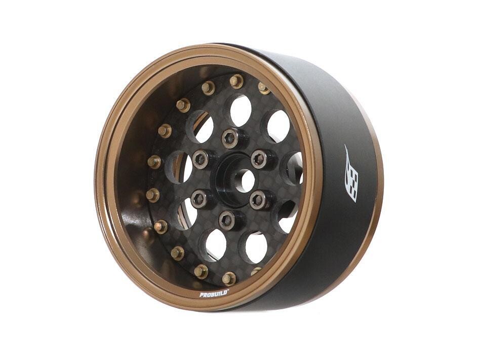 Boom Racing ProBuild™ 1.9&quot; CR6 Adjustable Offset Aluminum Beadlock Wheels (2) Bronze /Carbon Fiber BRPB036BZCF