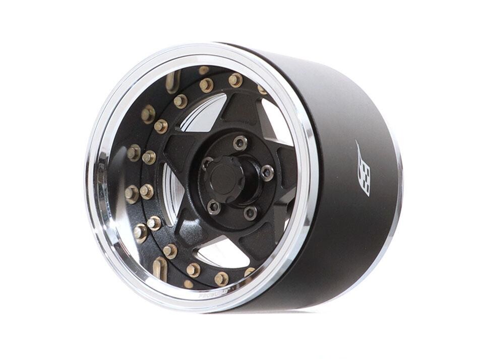 Boom Racing ProBuild™ 1.9&quot; Extra Wide RTS Adjustable Offset Aluminum Beadlock Wheels (2) Chrome/Matte Black BRPB038CRMBK-EW