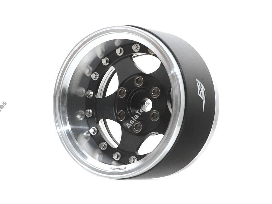 Boom Racing ProBuild™ 1.9&quot; SV5 Adjustable Offset Aluminum Beadlock Wheels (2) Raw Silver/Matte Black BRPB040RAWMBK