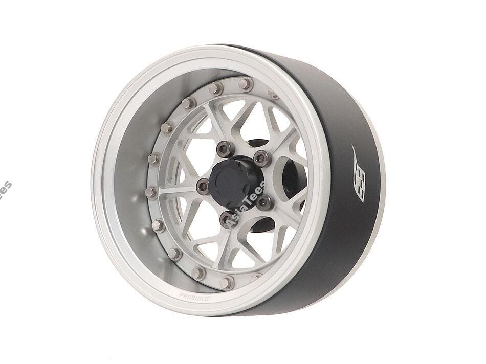Boom Racing ProBuild™ 1.9&quot; LGB Adjustable Offset Aluminum Beadlock Wheels (2) Flat Silver BRPB032FSFS