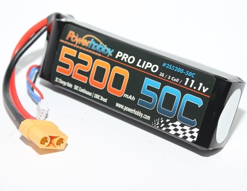 PowerHobby 3S 11.1V 5200mAh 50C Lipo Battery Pack w XT90 Connector / Plug 3-Cell PH3S520050CXT90