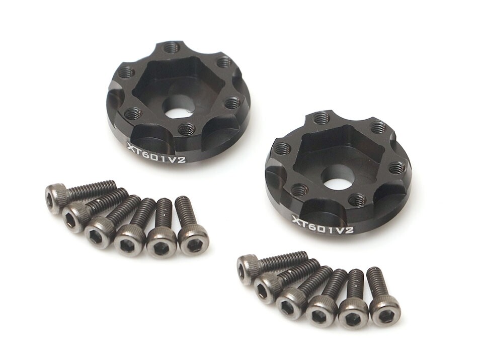 Boom Racing ProBuild™ XT601 V2 6-Lug Aluminum 12mm Wheel Hub Adapters 1MM Offset Ver 2 (2) Black BRXT601V2