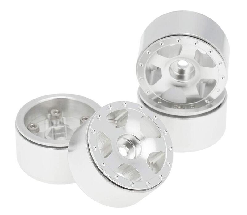 Integy Billet Machined Alloy Wheels (4) for Axial 1/24 Rock Crawlers C31207SILVER