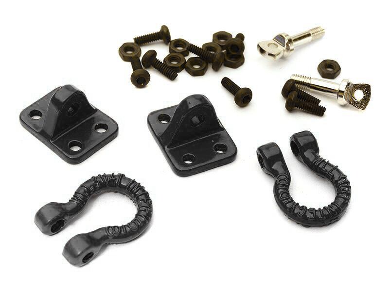 Integy Realistic Alloy Bow Shackles w/ Mounting Brackets for 1/10 Off-Road &amp; Crawler C28429BLACK