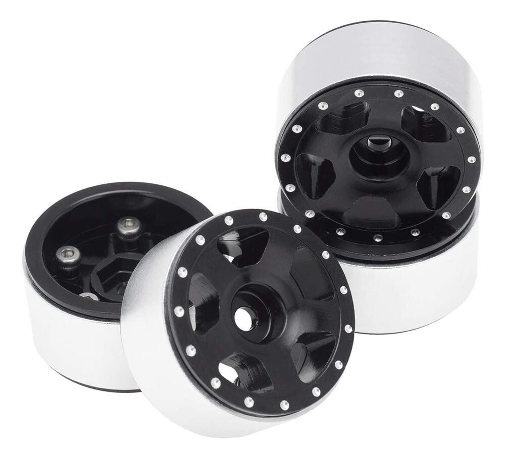 Integy Billet Machined Alloy Wheels (4) for Axial 1/24 SCX24 Rock Crawler C31207BLACK
