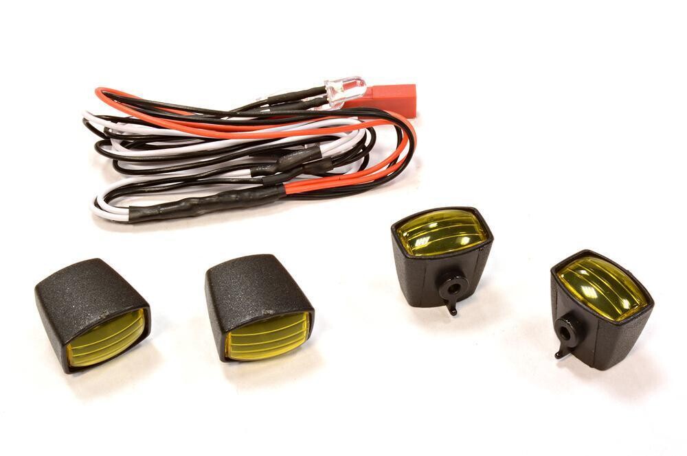 Integy Realistic Spot Light (4) Set w/ LED for 1/10 &amp; 1/8 Scale C25692YELLOW