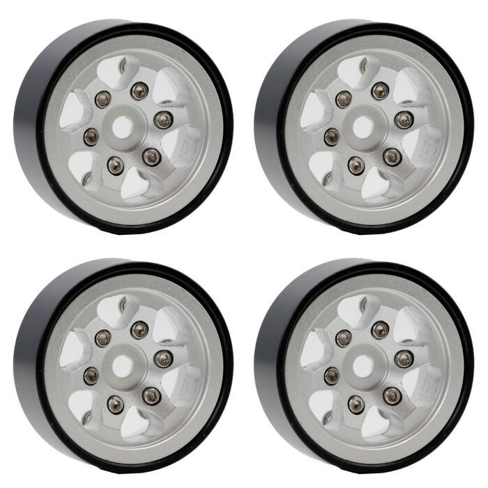 Powerhobby Z1 1.0" Aluminum Beadlock Crawler Wheels Silver 1/24 PHSCX24111-Silver