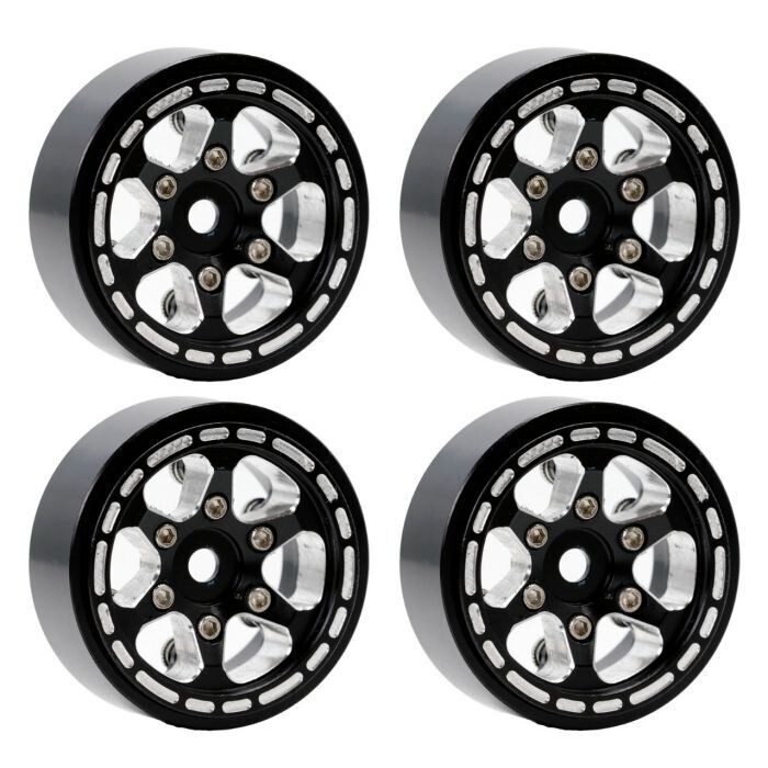 Powerhobby Z1 1.0&quot; Aluminum Beadlock Crawler Wheels Black 1/24 PHSCX24111-Black