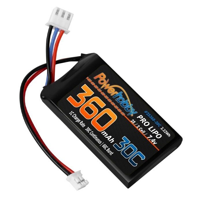 Powerhobby 2s 360mah 30C UPGRADE Lipo Battery : Axial SCX24 PH-2S-360mah-30c
