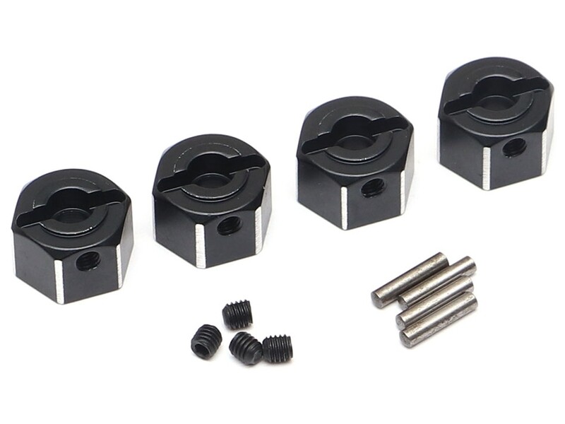 Boom Racing 8mm Width Aluminum 12mm Hex Adaptors with Set Screws (4) Black BRLC7056