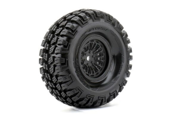 Roapex Storm 1/10 Crawler Tires Mounted on Black 1.9&quot; Wheels, 12mm Hex (1 pair) ROPR6004-B