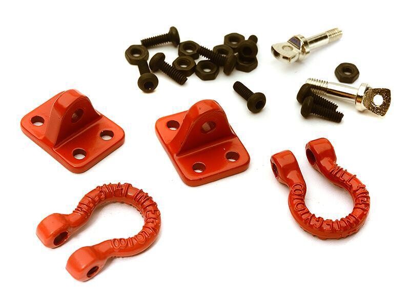 Integy Realistic Alloy Bow Shackles w/ Mounting Brackets for 1/10 Off-Road &amp; Crawler C28429RED