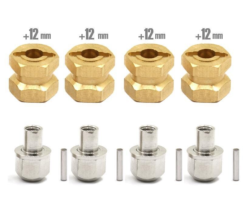 Integy 12mm Hex Wheel (4) Hub Brass 12mm Thick for Axial SCX-10, D90 &amp; D110 Crawler C31051