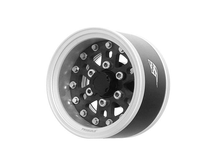 Boom Racing ProBuild™ 1.55&quot; CFH6 Adjustable Offset Aluminum Beadlock Wheels (2) Flat Silver/Carbon Fiber BRPB15506FSCF