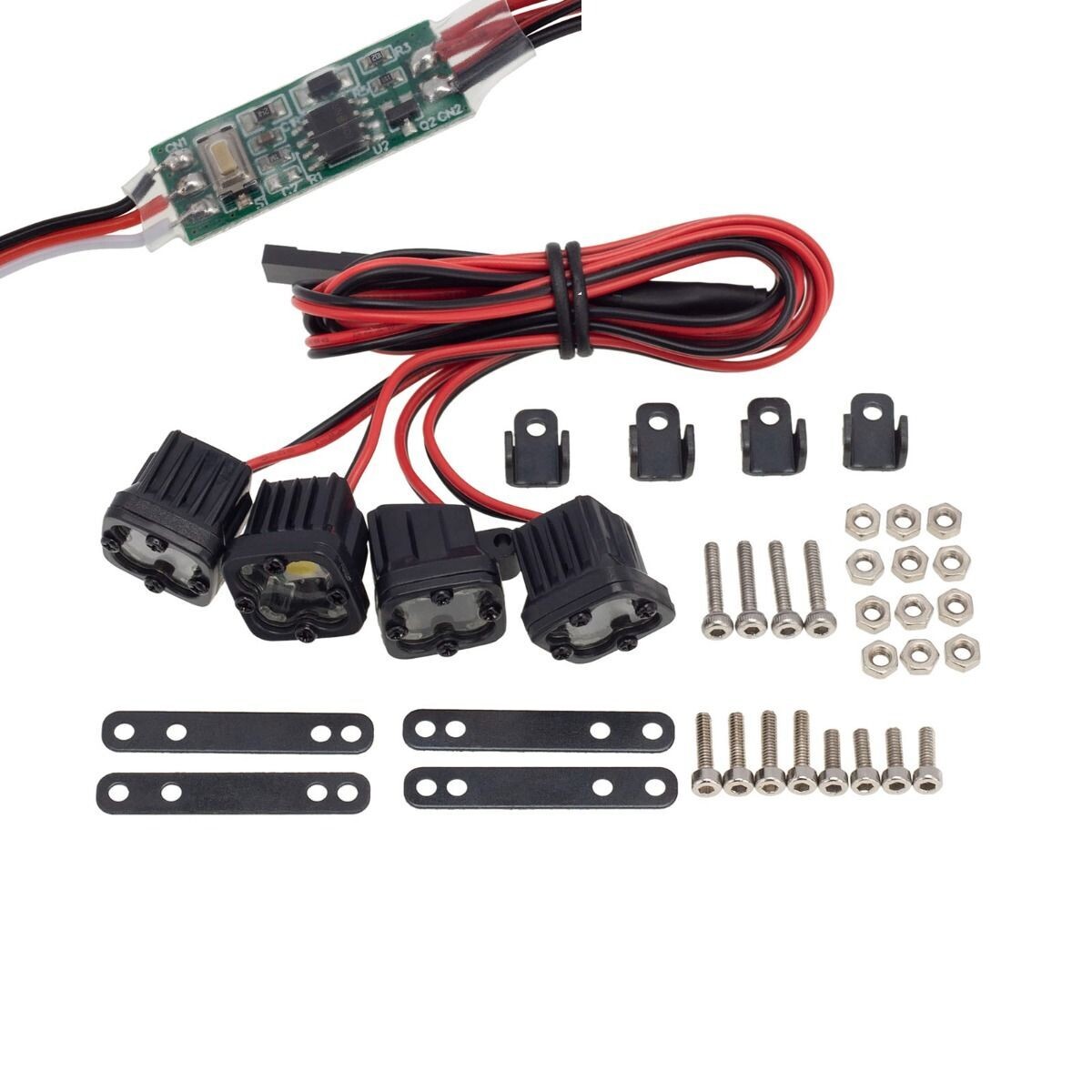 PowerHobby RC 4 LED Lights Headlights Spotlight w/ Controller PHLight-004