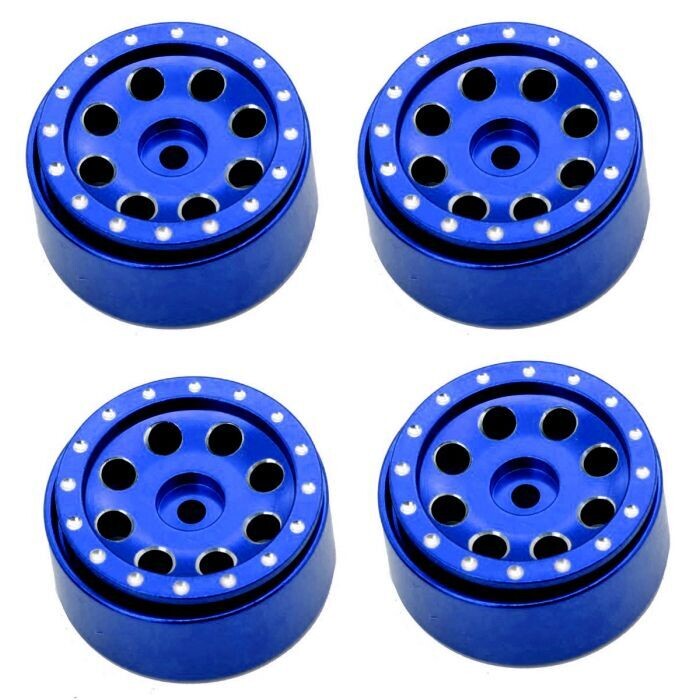Powerhobby Aluminum Beadlock 1.0&quot; Wheels Blue 1/24 4pc PHSCX24116-Blue