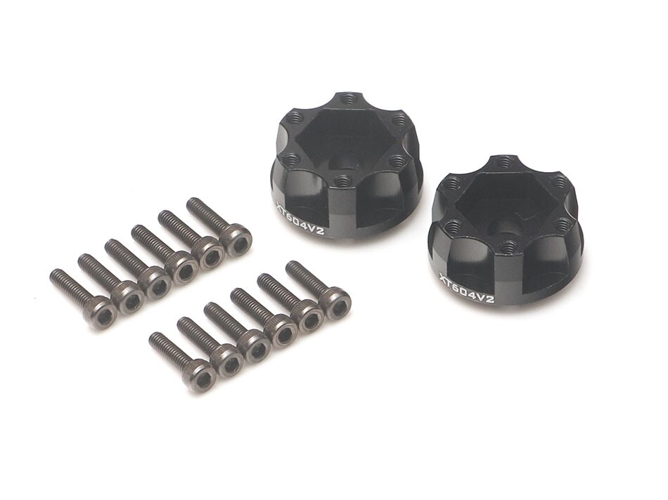 Boom Racing ProBuild™ XT604 V2 6-Lug Aluminum 12mm Wheel Hub Adapters 4MM Offset Version 2 (2) Black BRXT604V2