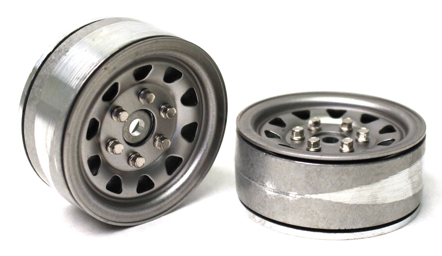 Gmade 1.9 SR04 Beadlock Wheels (Uncoated Silver) (2) GM70497