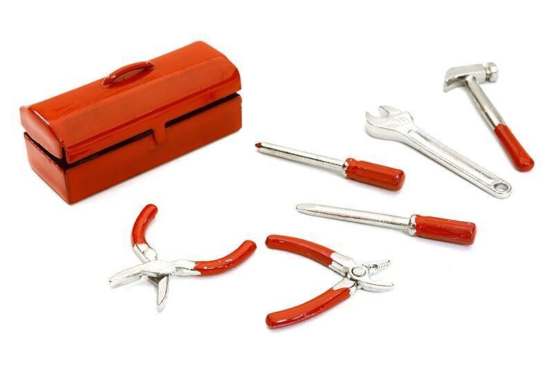Integy Realistic Scale Model Tools &amp; Tool Box 1/10 Size OBM-1437RED