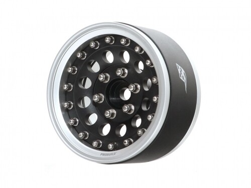 Boom Racing ProBuild™ 1.9&quot; R12 Adjustable Offset Aluminum Beadlock Wheels (2) Flat Silver/Matte Black BRPB045FSMBK