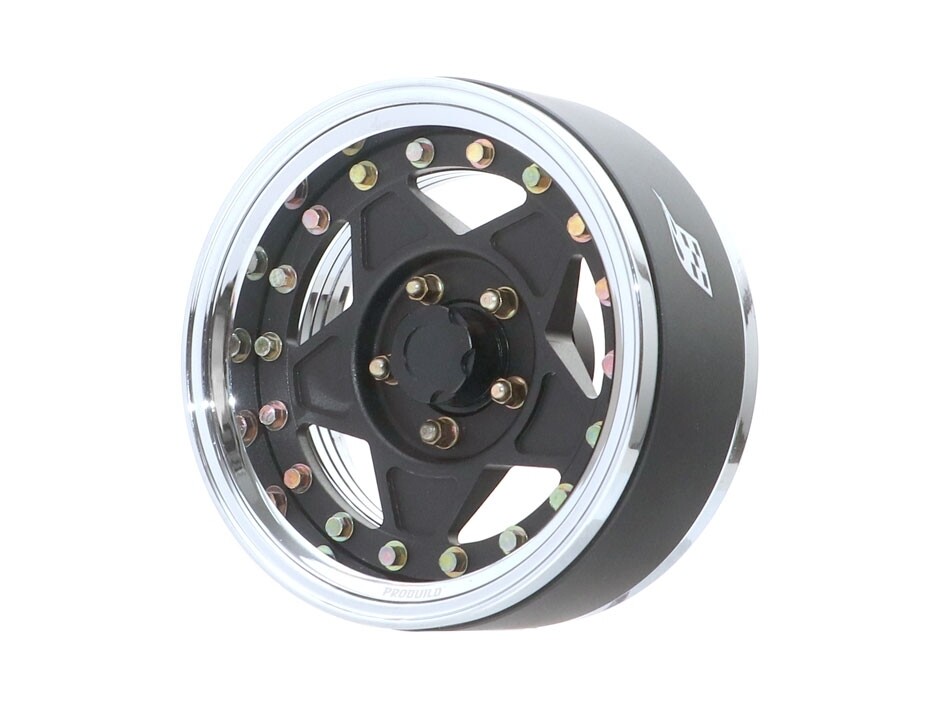 Boom Racing ProBuild™ 1.9&quot; Narrow RTS Adjustable Offset Beadlock Wheels (2) Chrome /Matte Black BRPB047CRMBK-NW