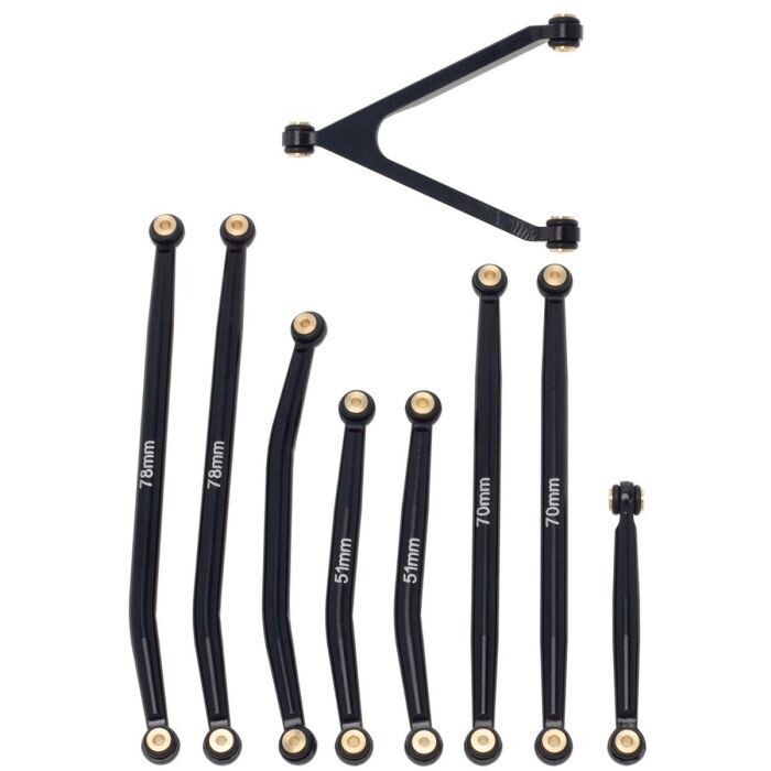 Powerhobby Aluminum SCX24 Betty Deadbolt High Clearance Chassis Links Set Black PHSCX24746-Black